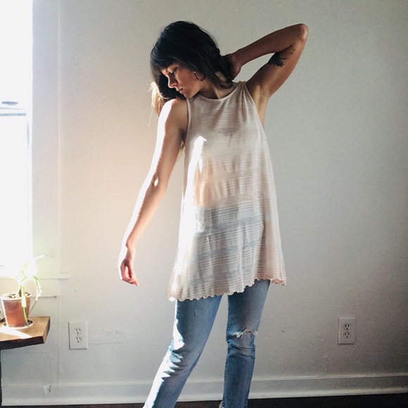 Free People Tops - Free People split back sheer tank in muted peach